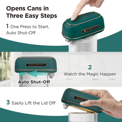 Kitchen Mama Orbit One Rechargeable Electric Can Opener: Hands-free, USB-C Charging, Automatic Stop, Smooth Edge, Safety, Blade for Large Cans, Heavy Duty, Soda and Pop Can, with Storage Box (White)