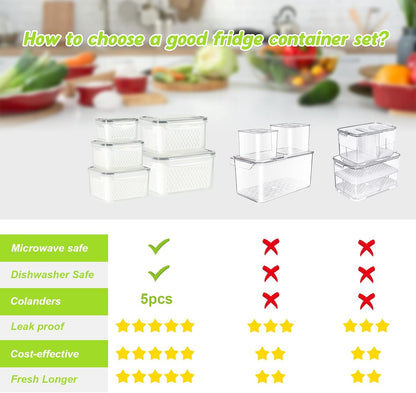 12 Pieces Fruit Storage Containers For Fridge, 6 Pack BPA-Free Fresh Food Containers with Removable Colanders and Airtight Lids, Fresh for Fruit Berry Produce Vegetable, Dishwasher & Microwave Safe