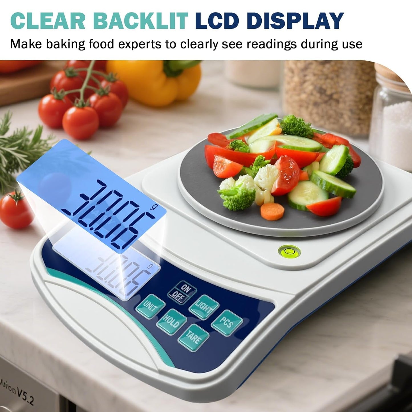 Digital Lab Scale 5000g x 0.1g oz/lb/g/kg Precision Electronic Scientific Scale Analytical Balance for Laboratory Jewelry Kitchen Includes Rechargeable Battery