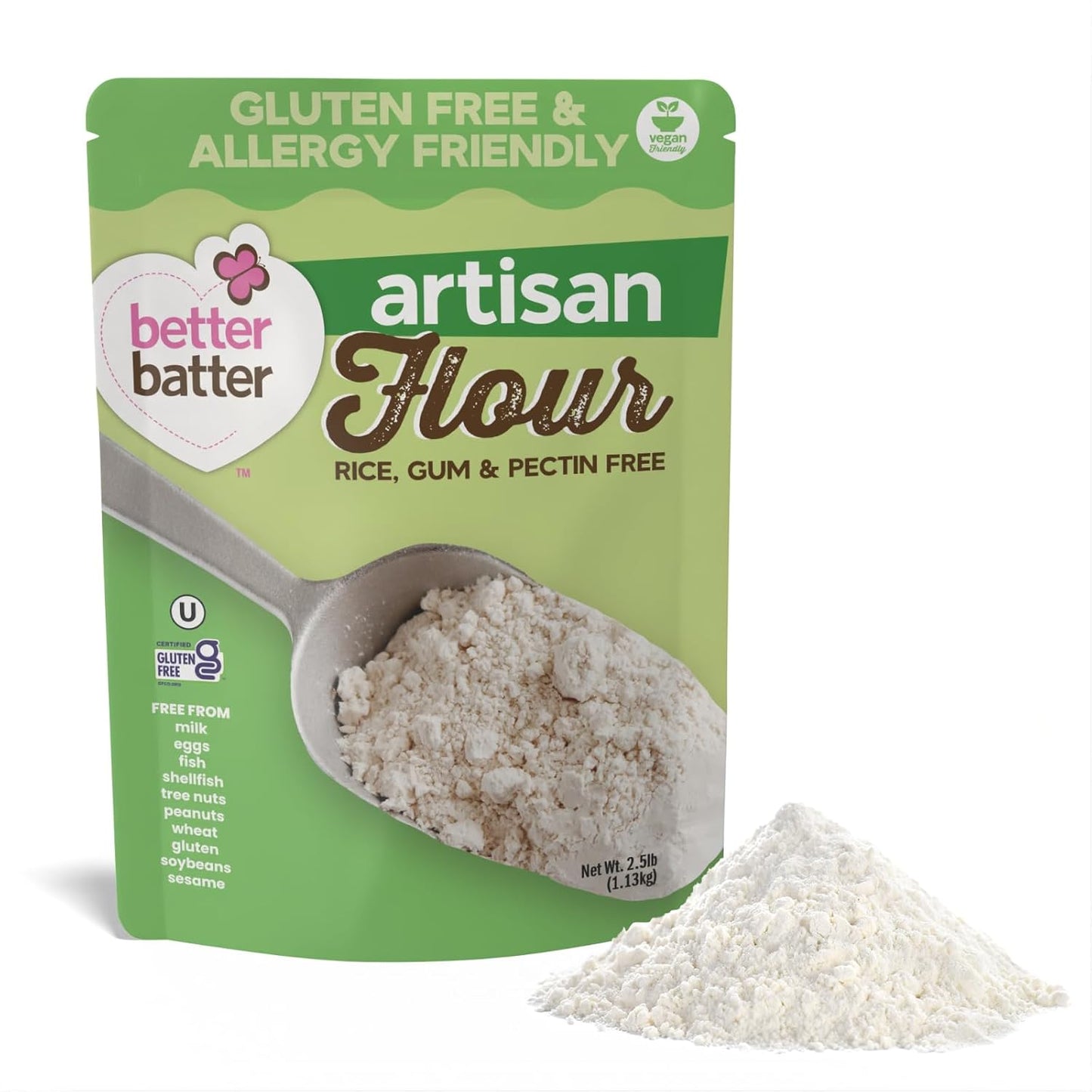 Better Batter Original Blend Multipurpose Gluten Free Flour 2.5lb – Certified GFCO, Vegan, Kosher, Non-GMO – Top 9 Allergen Free, Award Winning Cup-for-Cup Baking Alternative to Regular Wheat Flour