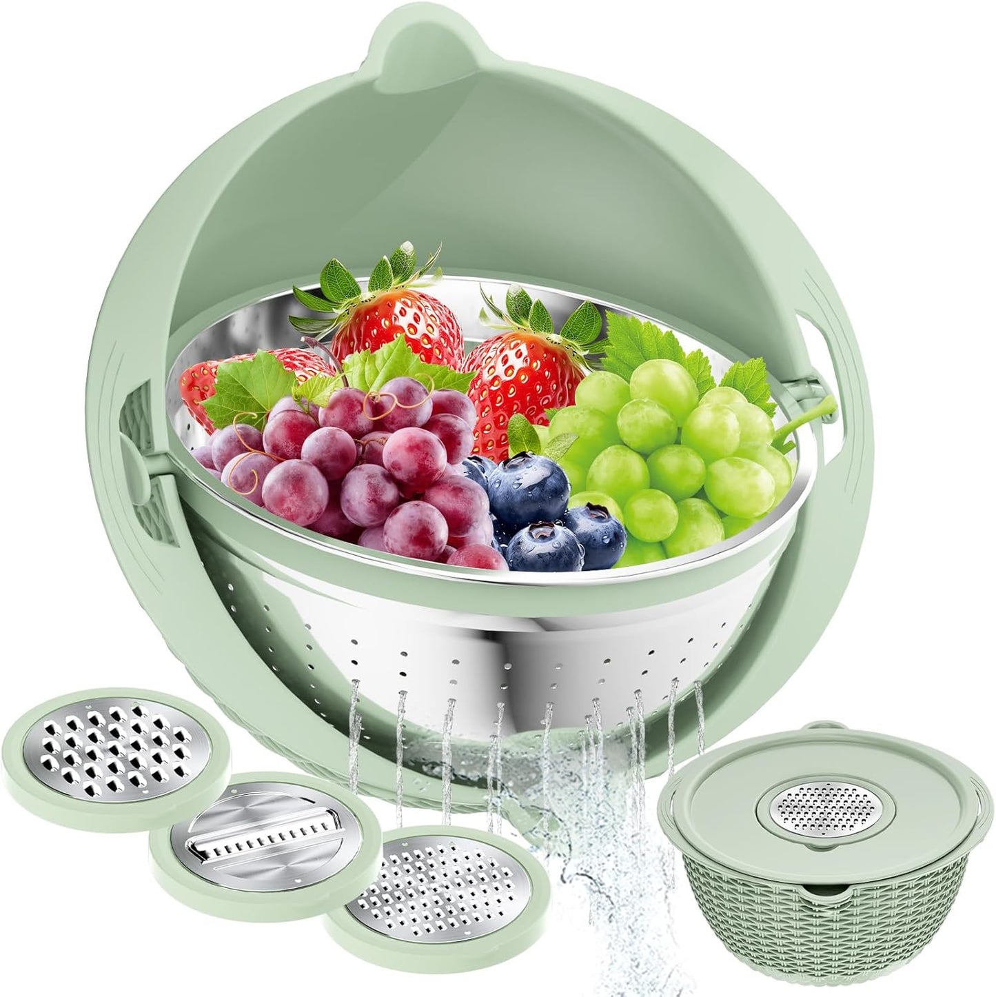 Over the Sink Colander, Expandable Strainers and Colanders with Fine Mesh, Colander for Kitchen with Rubber Grip for Draining Pasta, Vegetables and Fruits - Essential Kitchen Sink Strainer