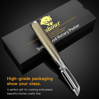 Serrated Blade Premium I Type 304 Stainless Steel Multifunctional Kitchen Peeler Real Wood Handle Ultra Sharp Blade Vegetable Potato Apple（Agarwood）