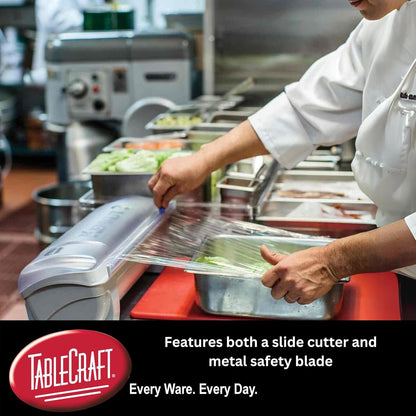 Tablecraft Film Wrapper Film Dispenser, Kenkut Single Roll of Plastic Food Cling Wrap and Aluminum Foil Holder, Slide Cutter, Heavy Duty Foodservice Restaurant Kitchen,White