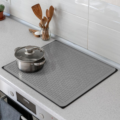 YUHFERA Stove Top Cover for Electric Stove - Silicone Stove Mat for Glass Top, Glass Cooktop Protector, XL Dish Drying Mats for Kitchen,Oven Covers for Electric Stove (Black,30 x 21)