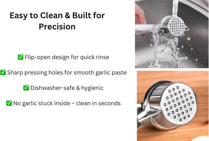 2-in-1 Garlic Press & Nut Cracker – Stainless Steel, Easy to Clean, Rust-Proof, Heavy Duty Kitchen Tool