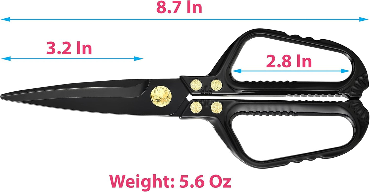 Kitchen Scissors - Heavy Duty Kitchen Shears with Stainless Steel Titanium-Coated Blades for Food, Poultry, Meat & Herbs - Sharp All Purpose Cooking Scissors Dishwasher Safe