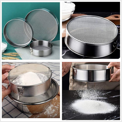 Flour Sifter Round Flour Sieve Strainer with 40 Mesh Premium Rustproof Stainless Steel Fine Mesh for Baking 7.87 inch x 1.97 inch