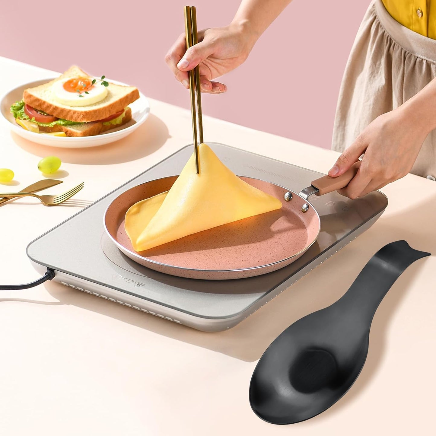 VanlonPro Stainless Steel Spoon Rest, Spatula Ladle Holder, Stainless Steel Utensil Spoon Rest Holder, Brushed Finish, Dishwasher Safe 9.8 x 3.7 Inch (Silver 1PC)