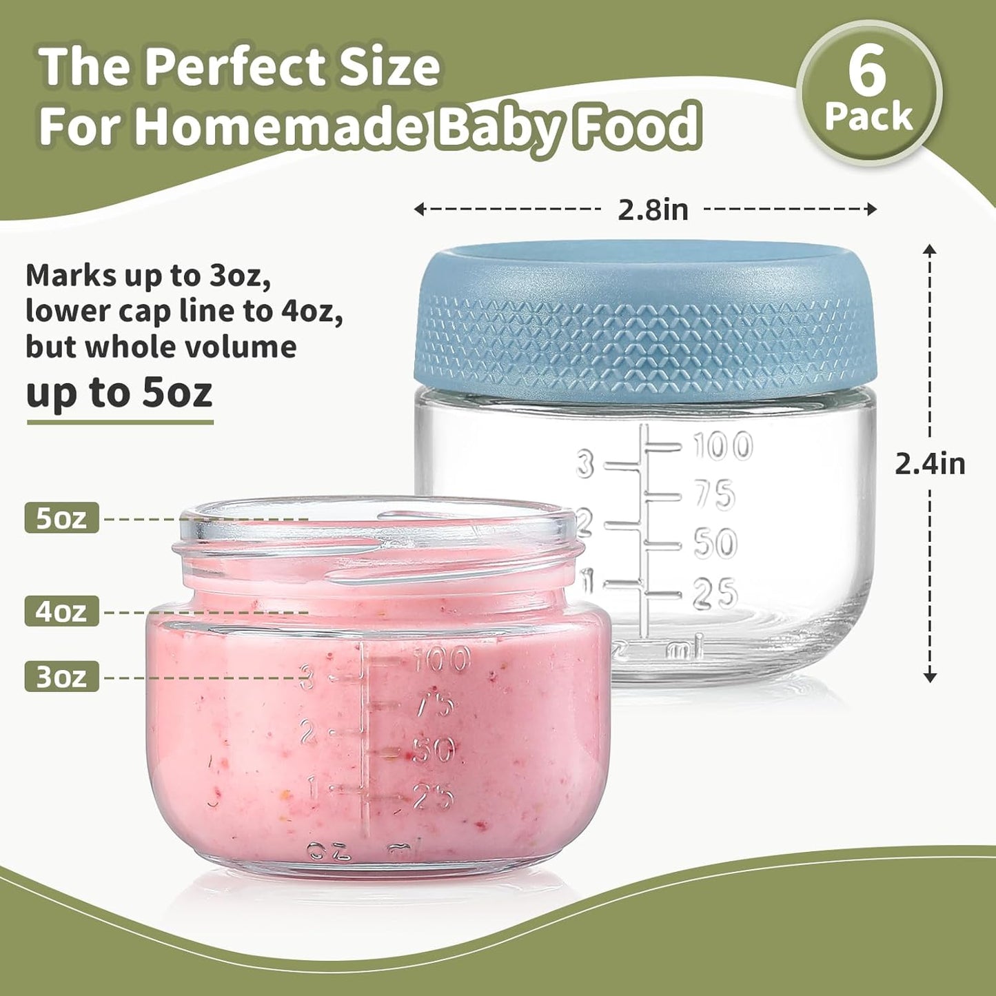 NETANY 2oz Glass Salad Dressing Containers, 6-Pack Small Sauce Containers with Lids and Mini Condiment Cups Containers,To Go Glass Jars for Meal Prep Lunch box
