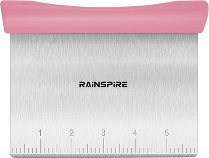 Upgraded 304 Stainless Steel Multi-Purpose Bench Scraper with Measurement Marks, Dishwasher Safe, Dough Cutter for Pizza, Bread and Cookie Dough Vegetable Chopper, Baking Supplies, Mint Green