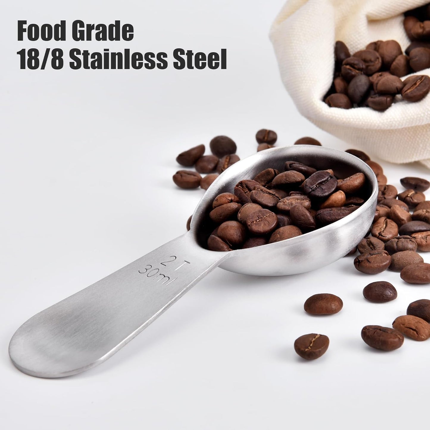 Doosu 1 Tablespoon Coffee Scoop - 18/8 Stainless Steel Heavy Duty Measuring Spoon with Short Handle, Food Grade Metal Tbsp Scoop for Ground Coffee Beans Tea Sugar Powder (15ml)
