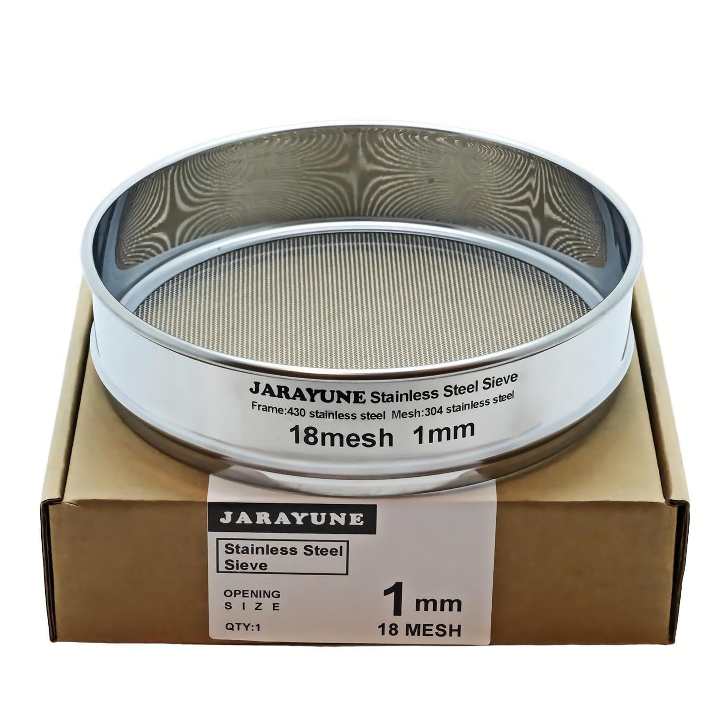 18 Mesh Stainless Steel Lab Sieve, Sturdy 8Inch(20.5cm) Sifter, Fine Mesh Sieve Strainer for Powder Pellet Flour Liquid Filtration-Lab Industrial DIY Household Use