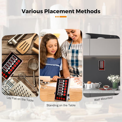 BEAMNOVA 6 Channel Digital Kitchen Timer with Loud Adjustable Alarm, Stainless Steel Commercial Cooking Timer Reminder for Restaurant, Bakery, Multi Dish Cooking & Food Prep, 0-99h Countdown