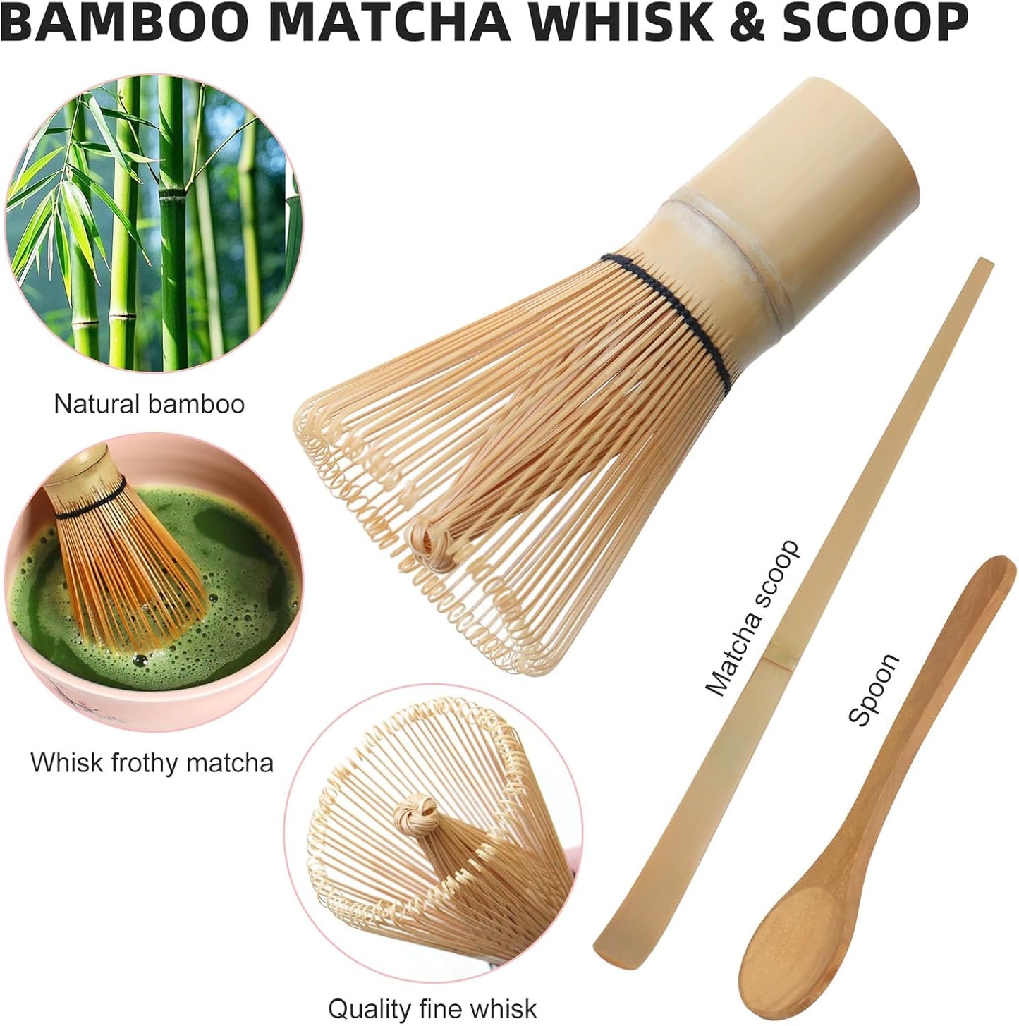 Matcha Whisk Set - Premium Complete Ceremonial Grade Matcha Set with Bamboo Whisk, Matcha Bowl with Spout, Scoop, Sifter & Holder - Authentic Japanese Tea Kit for Traditional Tea Preparation