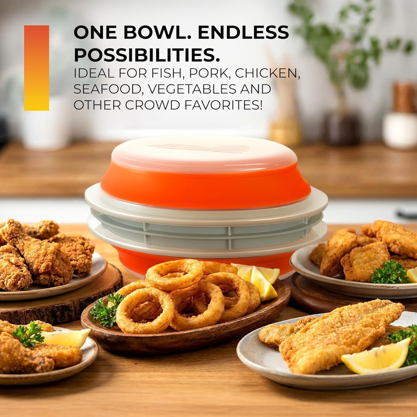 CanCooker Collapsible Plastic Batter Bowl | Mess-Free Breading Shaker Container & Mixer | Ideal for Fish Fry, Fried Chicken, Onion Rings, Wings & More