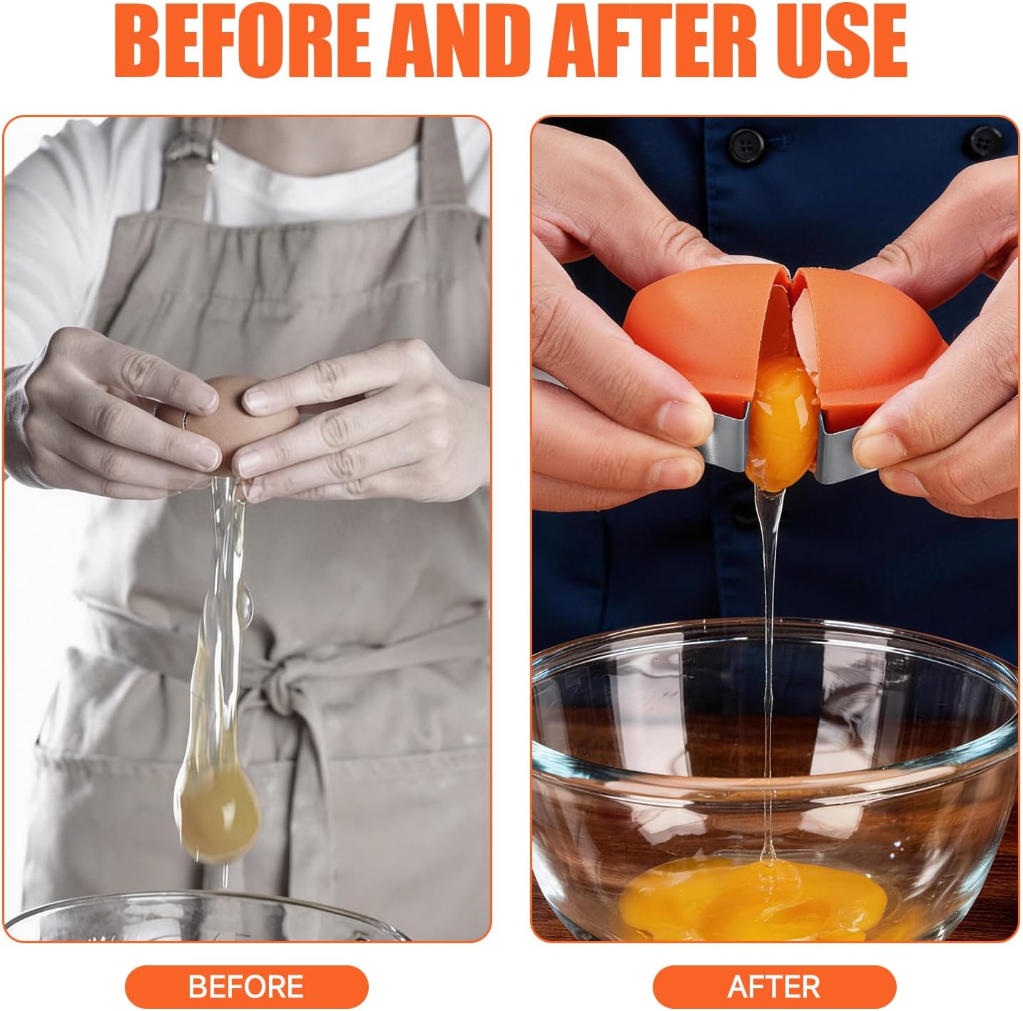 3 PCS Egg Shell Opener Egg Separator for Raw Eggs,Hard Boiled Egg Peeler Egg Cube Egg Separator,Quickly Cutting Off Cooked Eggs,Stainless Steel Eggshell Breaker Kitchen Gadgets (3 pcs) (3 PCS set)