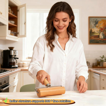 Wooden Rolling Pin Set - Non-Stick Pizza & Dough Roller, Ergonomic Bakery Tool for Cookies, Pie, Bread Dough | Heavy Duty, Easy Clean, Compact Storage | Kitchen Gadget Essential