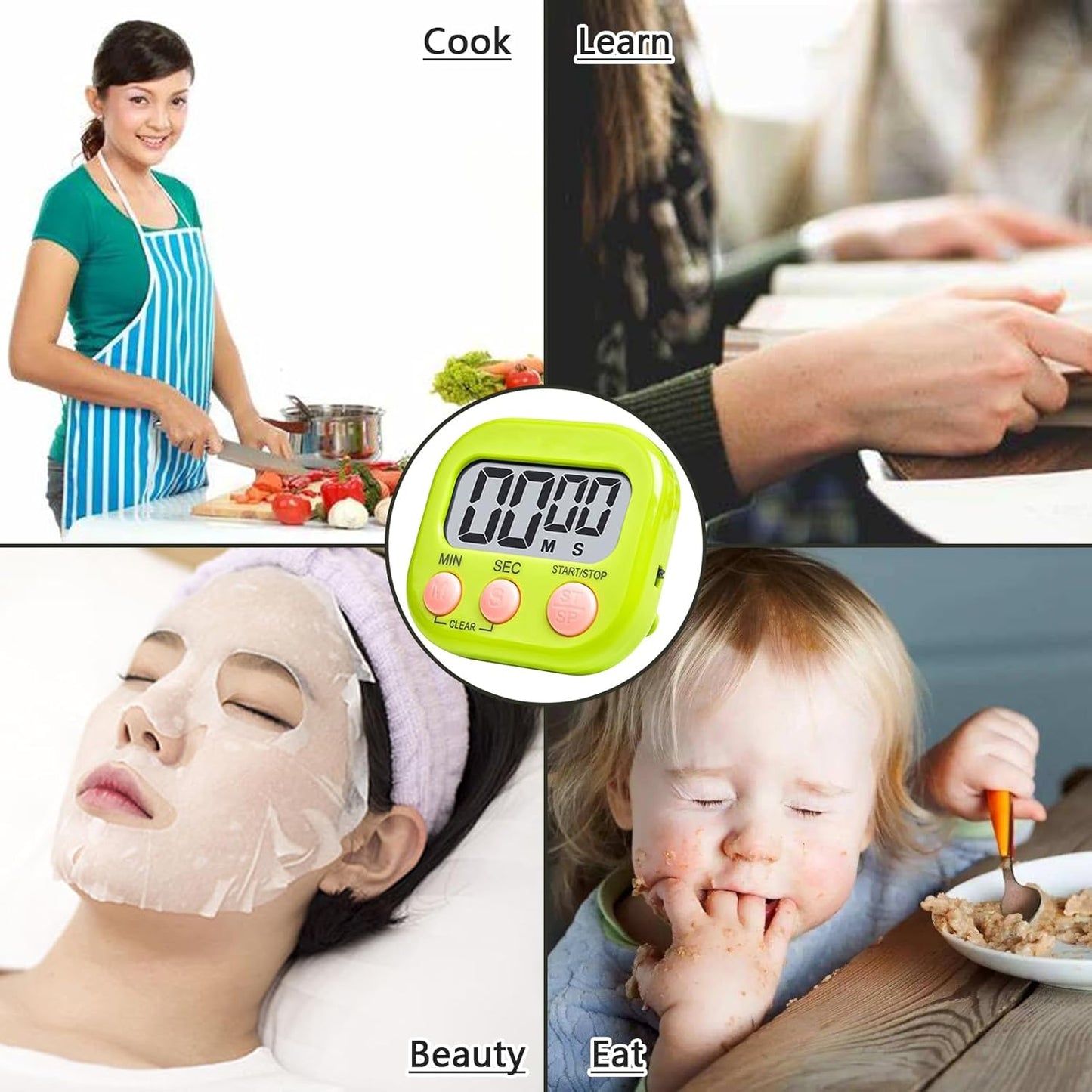 Small Digital Timer for Kitchen Cooking Baking Sports Office Meeting Multi-Function Count Up Countdown Magnetic Backing and ON/Off Switch Desk Electronic Timer (Black)