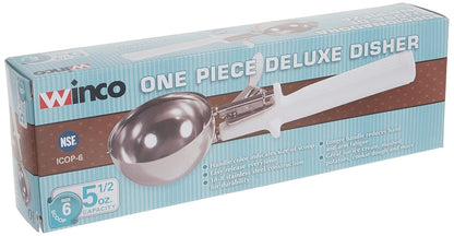 Winco ICOP-6 Ice Cream Disher with White Handle, Size 6, 5.5 ounces, Stainless Steel