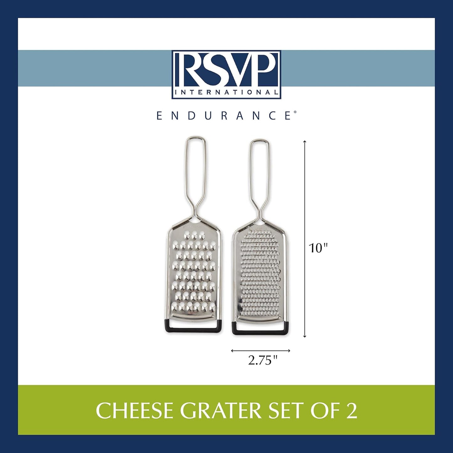 RSVP International Endurance Kitchen Collection Multi-Use Cheese Grater Handheld Potato Slicer Shredder for Hard & Soft Cheeses, Vegetables & Zesting, 6 x 5 x 9-3/4-Inch, Non-Slip Bottom