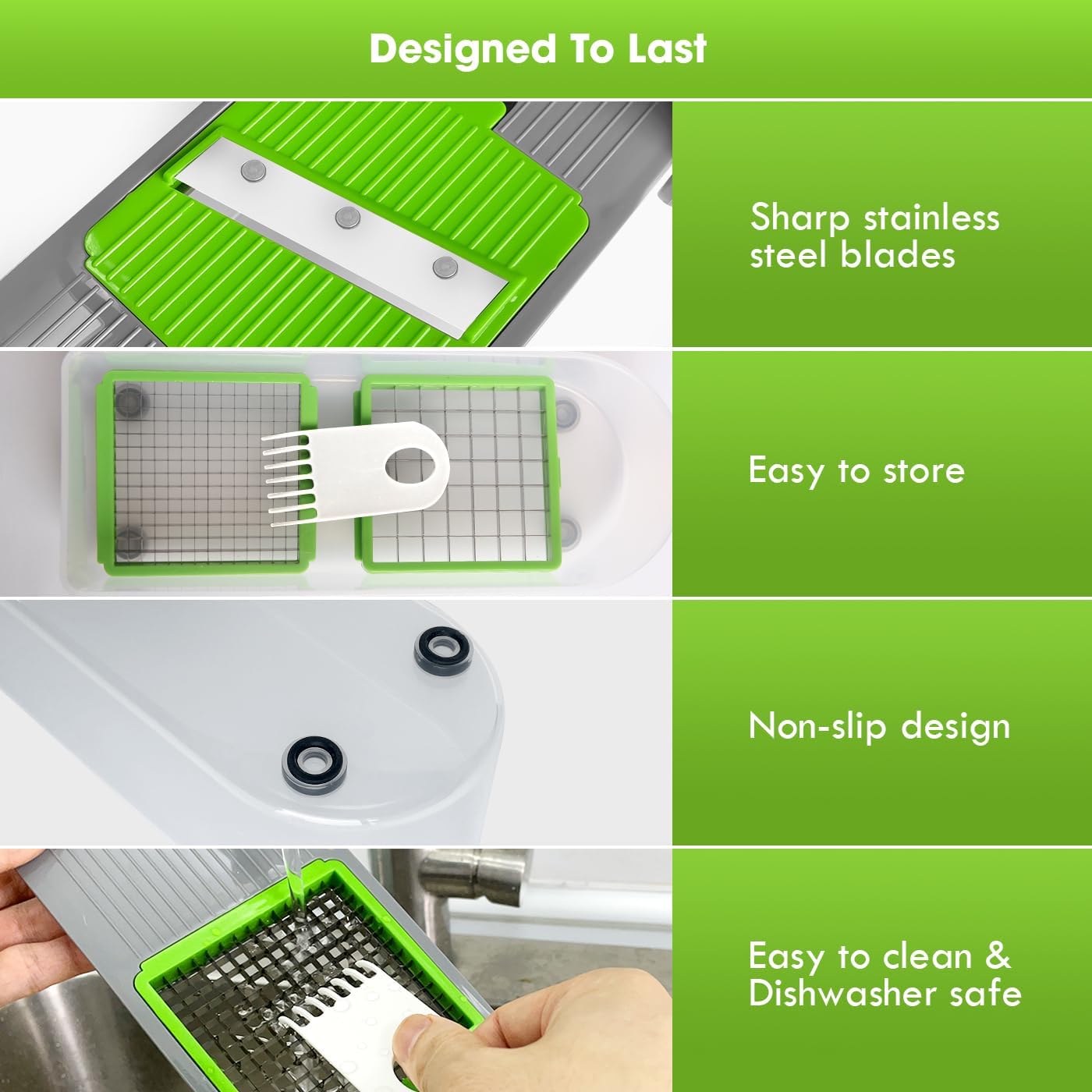LHS Vegetable Chopper, Pro Onion Chopper Slicer Dicer Cutter Shredded- Cheese & Veggie Plus Peeler and Julienne - Food Dicer with 8 Blades (Grey)
