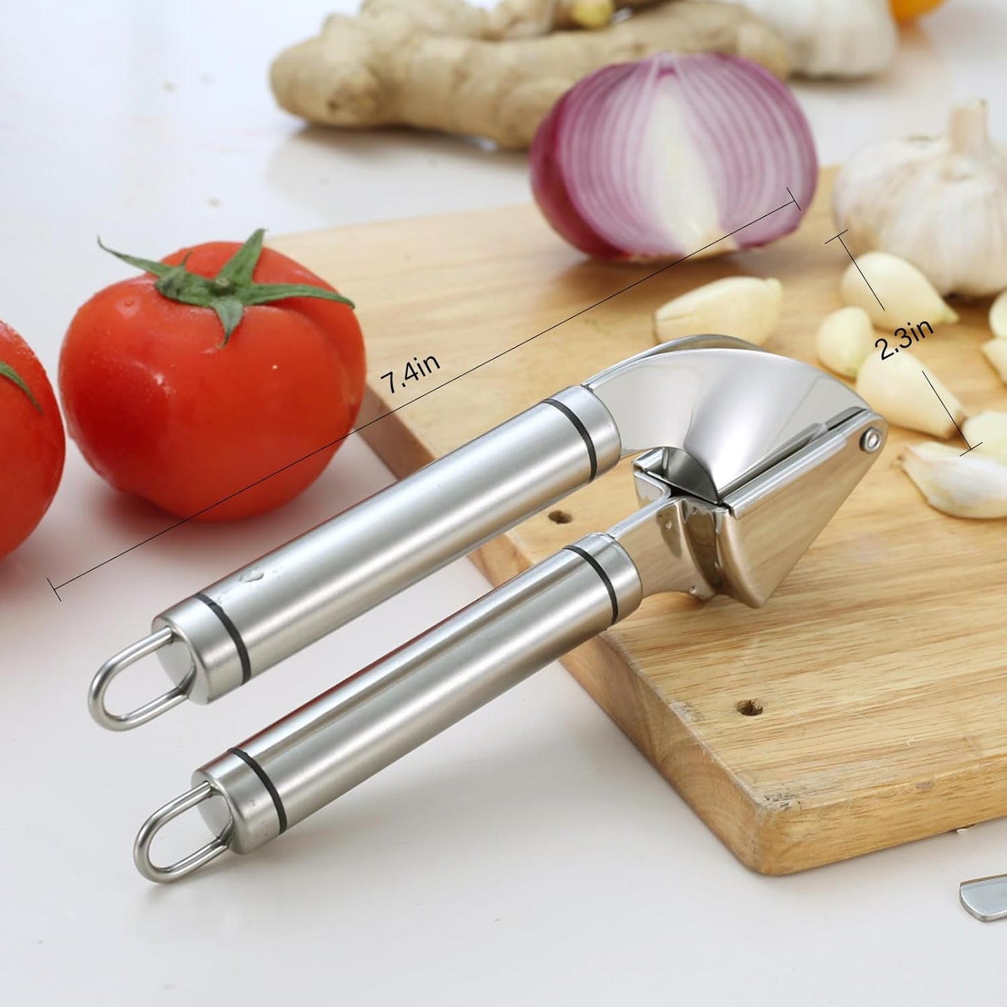 Kitchen Garlic Press, Rust Proof & Dishwasher Safe Garlic Mincer, Durable Garlic Crusher, Easy to Clean and Squeeze, Rose
