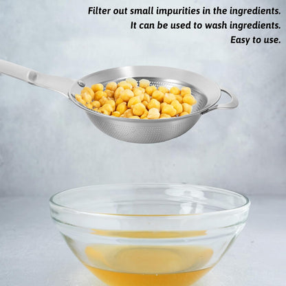 Small Fine Mesh Strainer with Handle Filter Sifter Strainer Punch Hole Stainless Steel Sieve Colander Metal Micro Sifter for Kitchen Juice Tea Baking Food Pasta Flour