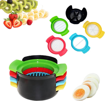 Egg Slicer 4-in-1 - Stainless Steel Hard Boiled Egg Cutter for Avocado, Fruits, Luncheon Meat, Easy Clean Kitchen Tool