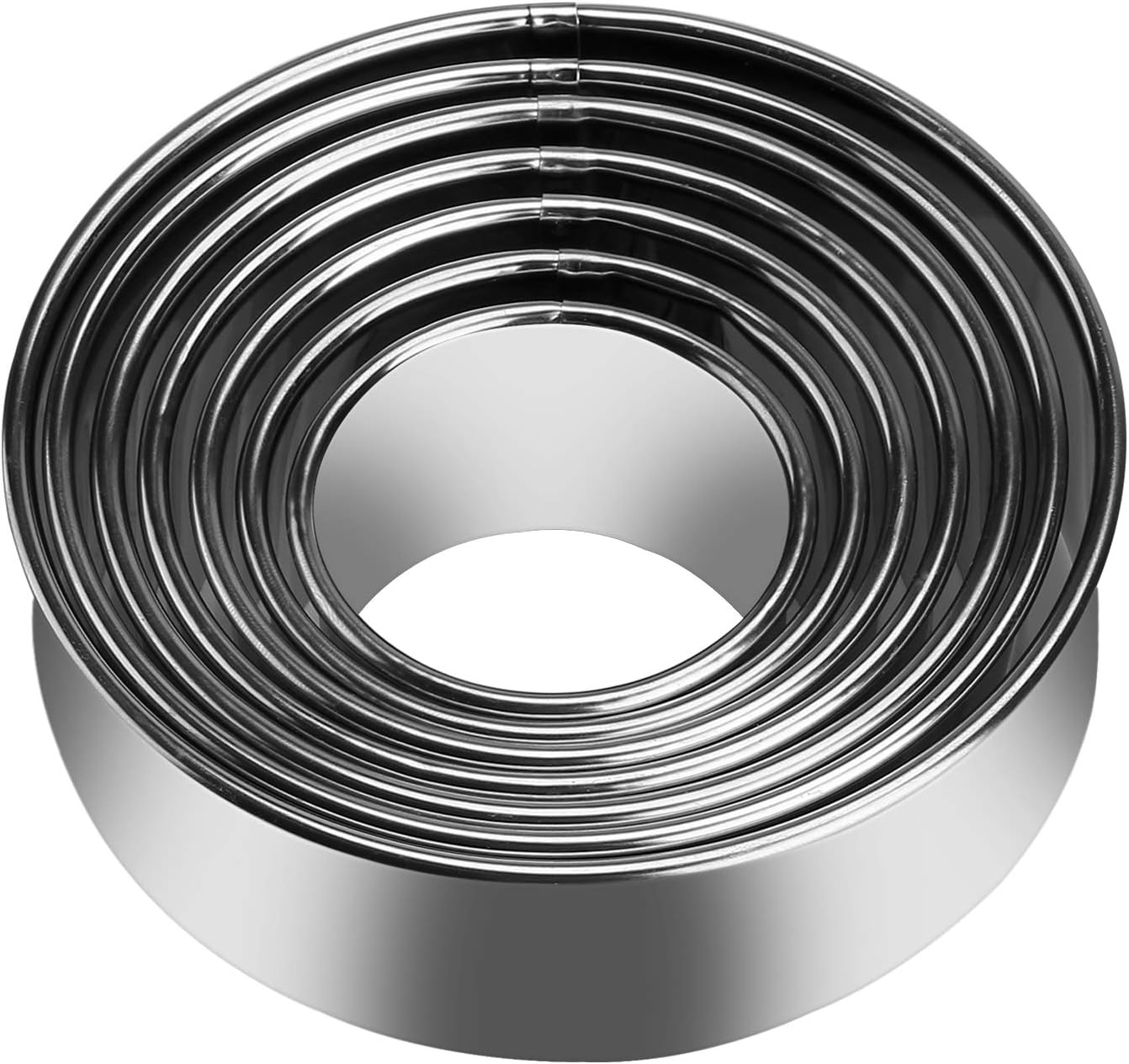 5 Pieces Biscuit Cookie Cutters Set,Stainless Steel Circle Round Cookie Biscuit Cutters in Graduated Sizes Shape Molds for Pastries Doughs Doughnuts