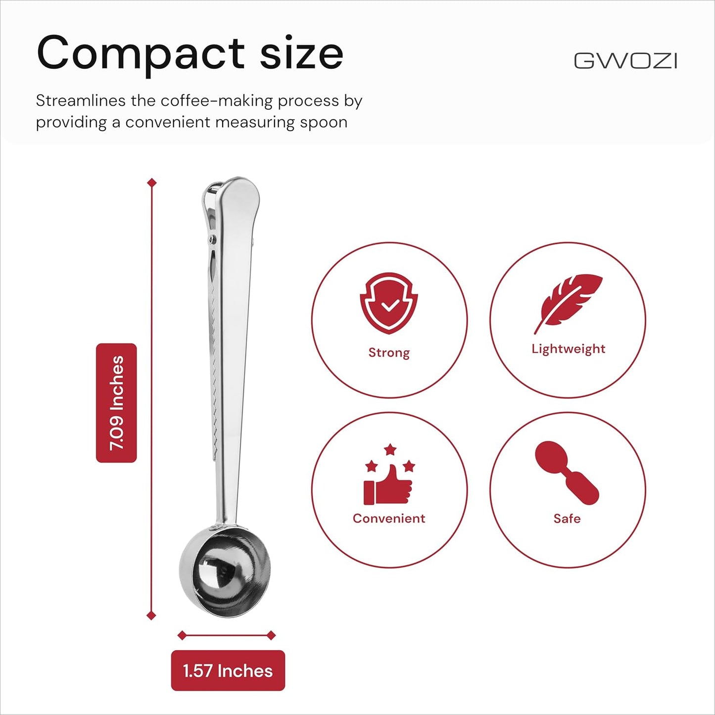 Coffee Scoop Clip 12 Pcs - Stainless Steel Tablespoon Measure Spoon with Clip - Coffee Scoop for Ground Coffee - Measuring Spoon for Ground Coffee & Beans, Tea, Sugar, Milk Powder, Ice Cream