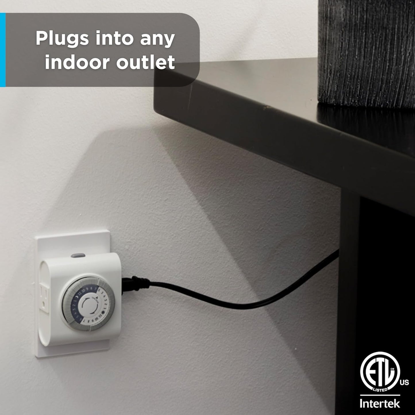 GE 24‑Hour Mechanical Outlet Timer Switch, Dual Grounded Plug‑in Control for Indoor Lighting, Lamps, Christmas Trees, Fans and Small Appliances (2 Pack), 46211