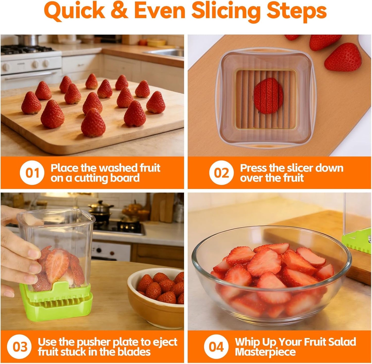 Fruit Slicer Cup for Strawberry, Banana, Hard-Boiled Egg - Detachable Cutter with Push Plate - 304 Stainless Steel Blade - Rapid & Safe Slicing Kitchen Gadget for Quick Meal Prep (Black)