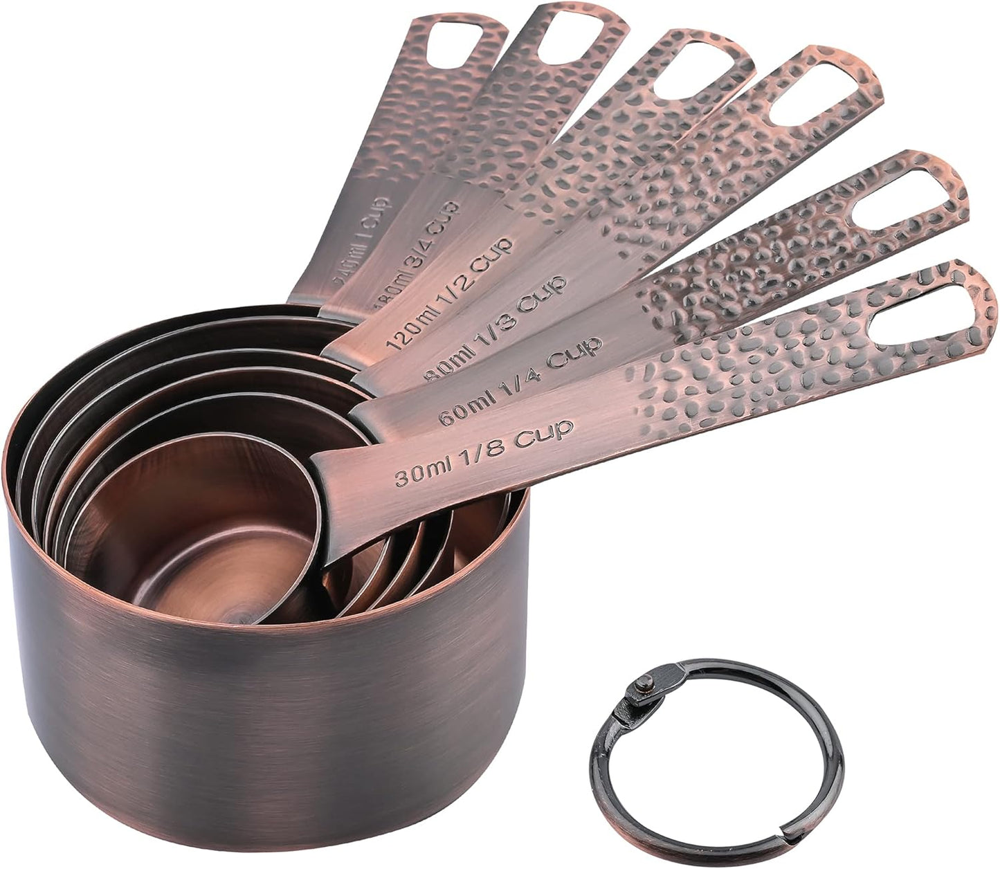 Smithcraft Measuring Spoons Set 7, Copper Plated Measuring Spoons Set for Baking & Kitchen, Metric &US Stainless Steel Measure Tools with Leveler for Dry & Liquid