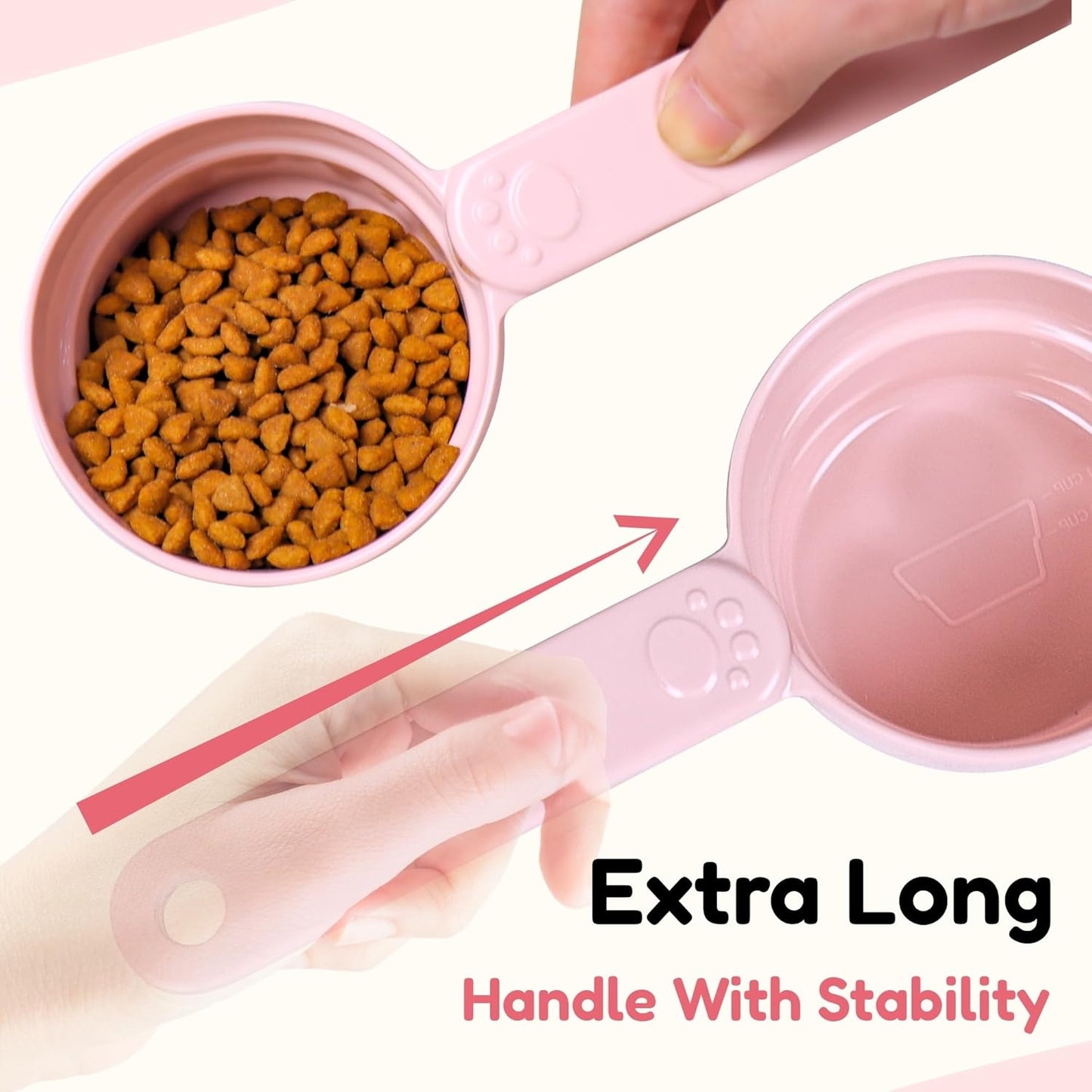 1/2 Cup Dog Food Scoop, Extra Long Handle Sturdy Melamine Pet Food Measuring Scoop with Clear Marking Lines, BPA-Free, Shatterproof, Dishwasher Safe (Butter Yellow, 1/2 Cup)