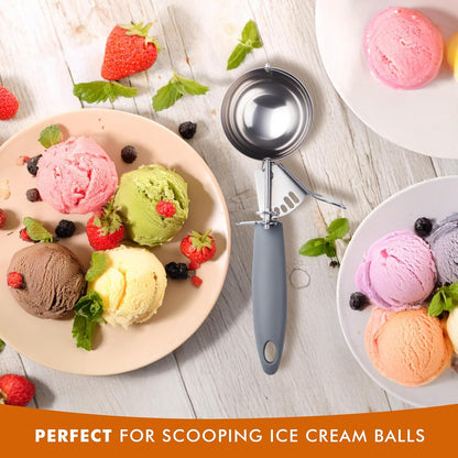 JUNADAEL J Portion Scoop, #20/2 OZ Ice Cream Scooper, Muffin Scoop, Disher, Yellow Handle, for Portion Control, Cookie Dough, Muffin, Cupcake Batter, Ice Cream, Mashed Potatoes