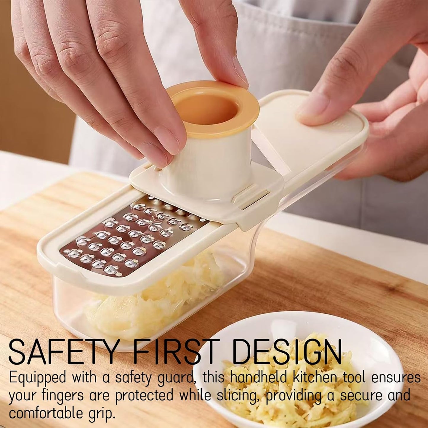2 Pieces Mini Mandoline Slicer 3 in 1 - Ginger Garlic Grater, Vegetable Chopper with Container, Easy Grip Handheld Kitchen Tool, Safety Guard, for Camping Cooking and Picnic