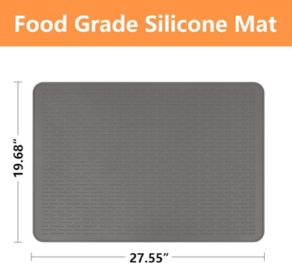 Stove Top Cover for Electric Stove- Range Covers for Electric Stove,Silicone XXL Dish Drying Mat, Glass Cooktop Covers, Flat RV Range top Mats (Black, 28"x20")