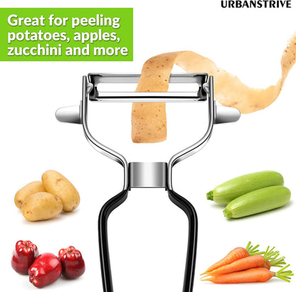 Urbanstrive Stainless Steel Y Shaped Vegetable Peelers For Kitchen, Heavy Duty Potato Peeler Hand, Fruit Peeler Veggie Peeler, Kitchen Food Peelers, Comfortable Handle, Dishwasher Safe, Black