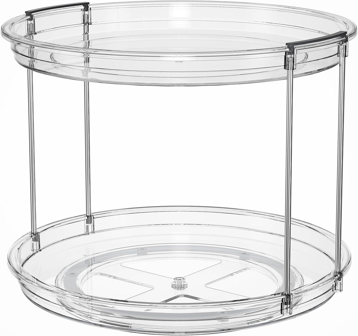 LAMU 2 Tier Lazy Susan Turntable Organizer 9.25'' Rotating Spice Rack Organization for Cabinet, Kitchen, Pantry, Countertop, Bathroom, Vanity, Medicine Cabinet Organizer, Clear