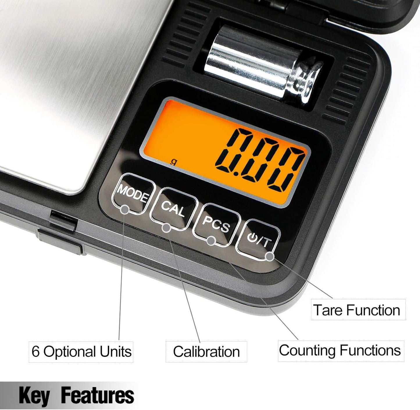 Fuzion Digital Pocket Scale, 500g x 0.01g Gram Scale, Mini Scale 6 Units Jewelry Scale with LCD Display, Tare Function for Food, Jewelry, Coin, Coffee