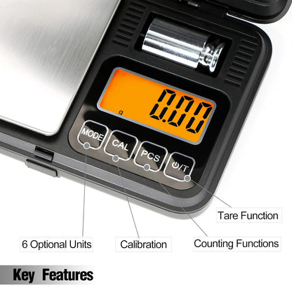 Fuzion Digital Pocket Scale, 500g x 0.01g Gram Scale, Mini Scale 6 Units Jewelry Scale with LCD Display, Tare Function for Food, Jewelry, Coin, Coffee