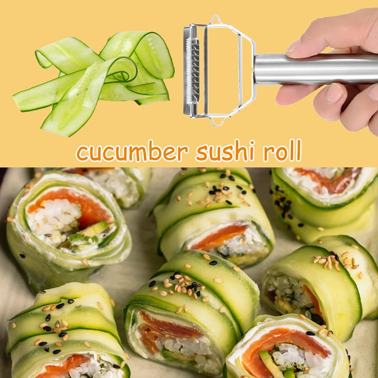 Vegetable Peeler Julienne Slicer 3 in 1 Kitchen Peeler Zucchini Salad Maker Ultra Sharp Potato Peelers Stainless Steel No-Rust Carrot Cutter Anti-Slip Handle Cucumber Slicer + Cleaning Brush