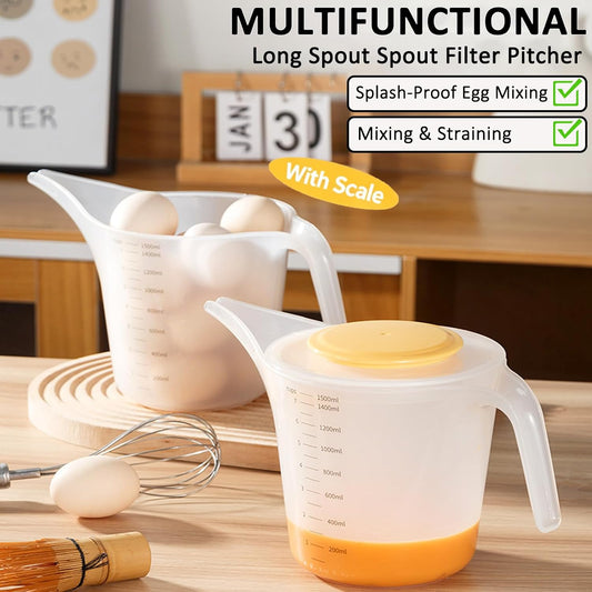 1500ML Measuring Funnel Pitcher, Measuring Cup With Long Spout, Large Capacity Funnel Cake Dispenser For Bakeware, Pancake, Batter, Muffin, Soap Making Supplies, Watering