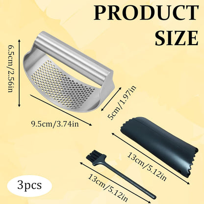 3pc Garlic Rocker, Garlic Press Rocker Set, Easy-to-Use Garlic Mincer for Cooking, Ideal for Small Hands and Weak Grip, Dishwasher Safe Kitchen Gadget