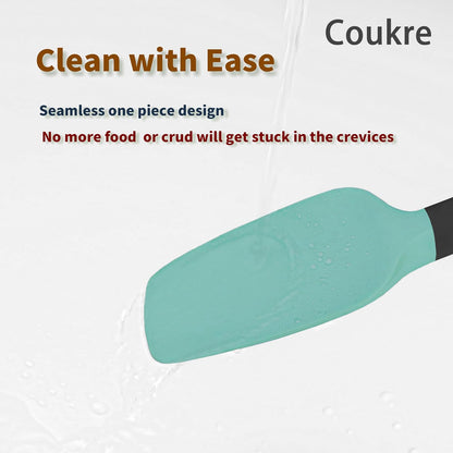 Coukre Silicone Spatula Set of 5,High Temperature Resistant, Food Grade Silicone, Dishwasher Safe, for Baking, Cooking (Aqua Green)