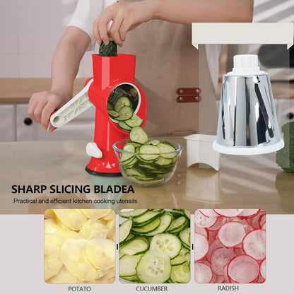 Rotary Cheese Grater with Handle-Versatile Cheese Grater Non-Slip Suction Base,Cheese Shredder & Food Slicer for Cheese,Carrots, Cucumbers,Nuts-Compact & Easy Clean Kitchen Kitchen Tool (blue)