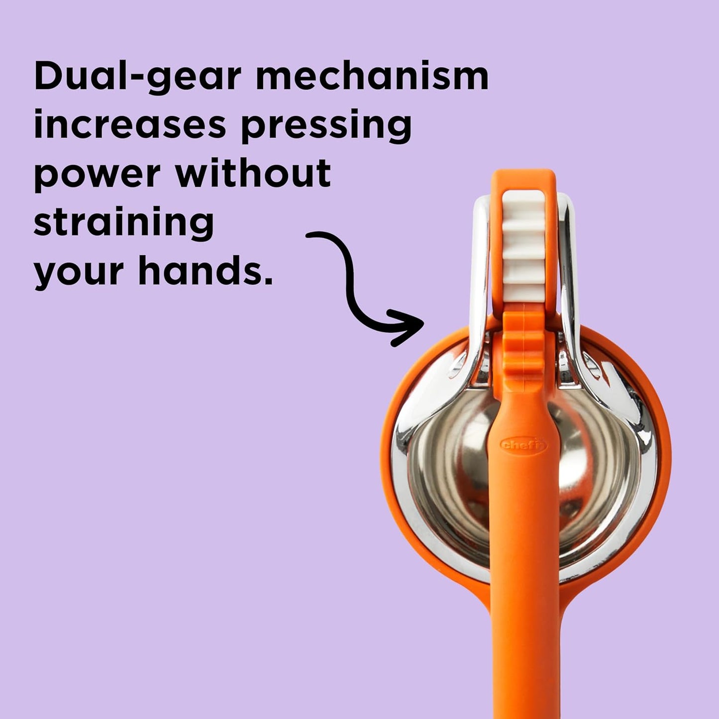 Chef'n FreshForce Lemon Squeezer Citrus Juicer, Manual Hand Press with Dual-Gear Power for Maximum Juice Extraction, Durable, Lime Green