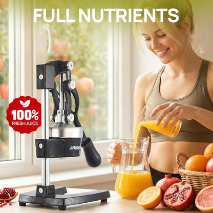 Kitchen Cast Iron Citrus Juicer,Manual Hand Press Orange Juicer,Heavy Duty Countertop Squeezer for Lemon,Orange, Easy to Use & Clean（Black)