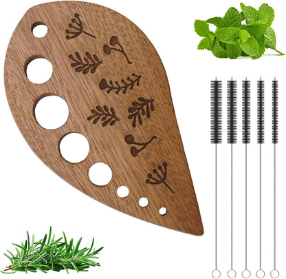 Premium Herb Stripper, Wooden Herb Stripper Tool 8 Holes, Kitchen Herbs Leaf Stripping Tool Leaf Peeler for Collard Green Thyme Basil Rosemary Stripper Practical Kitchen Tools