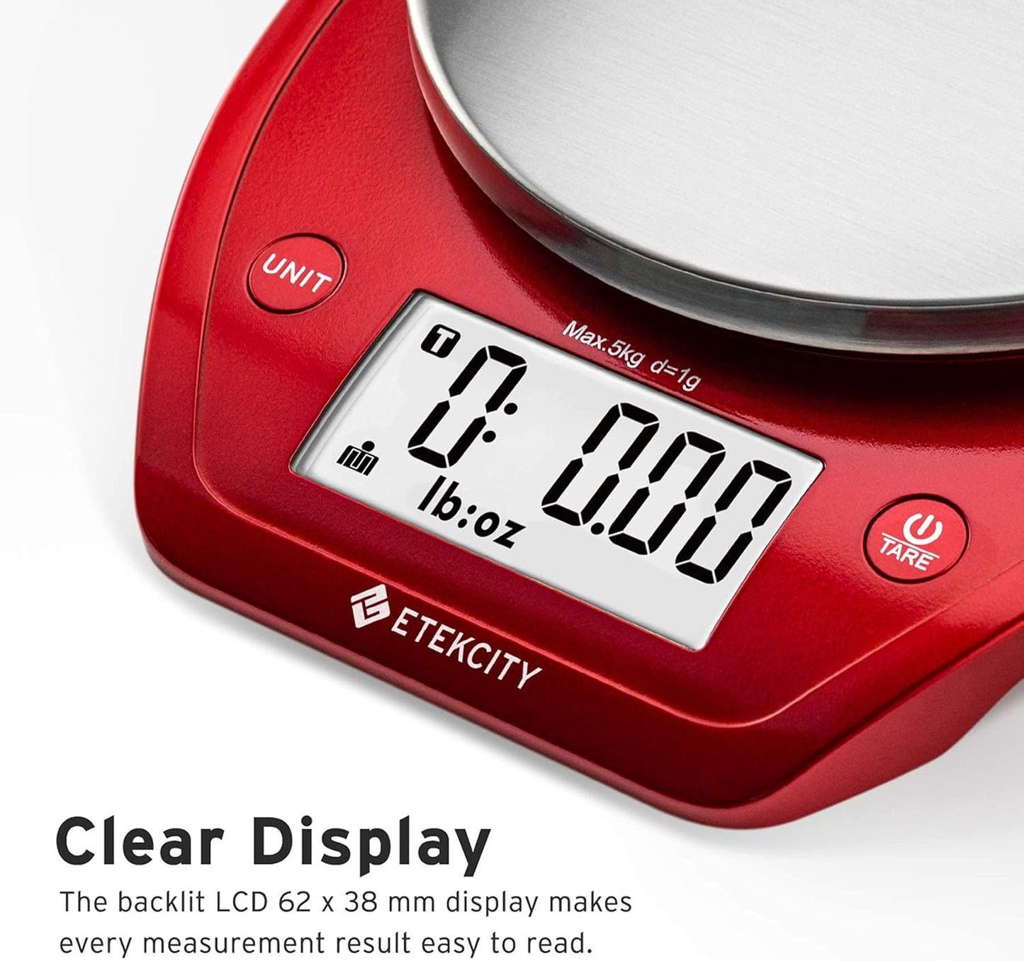 Etekcity 0.1g Food Kitchen Scale, Bowl, Digital Grams and Ounces for Weight Loss, Dieting, Baking, Cooking, and Meal Prep, 11lb/5kg, Stainless Steel Silver